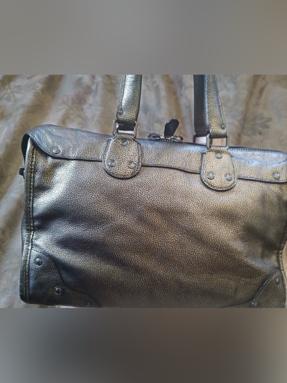 Coach Metallic Pewter Pebbled Leather Rhyder Classic - Picture 2 of 5